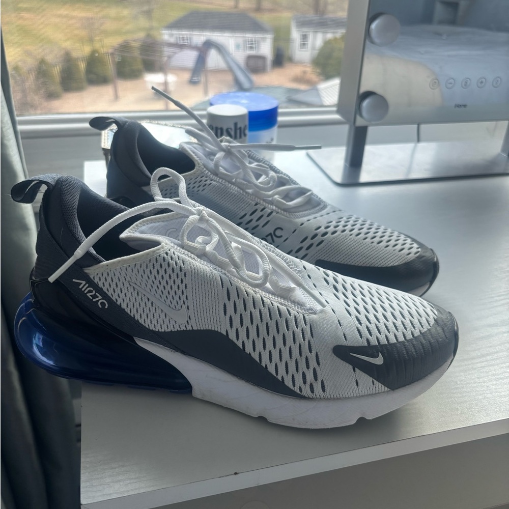 Nike Air Max 270 White and Navy Sneakers